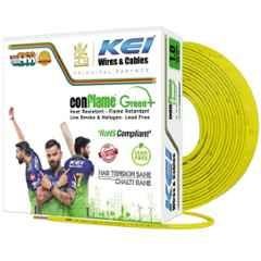 KEI 1 Sqmm 90m 1 Core Conflame Green Plus FRLSH Cooper Yellow House Wire for Domestic & Industrial Electrical Wiring