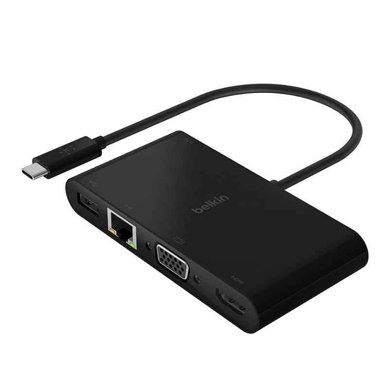Belkin 100W Black USB Type C Multimedia Charge Adapter with Tethered Cable, AVC004BTBK
