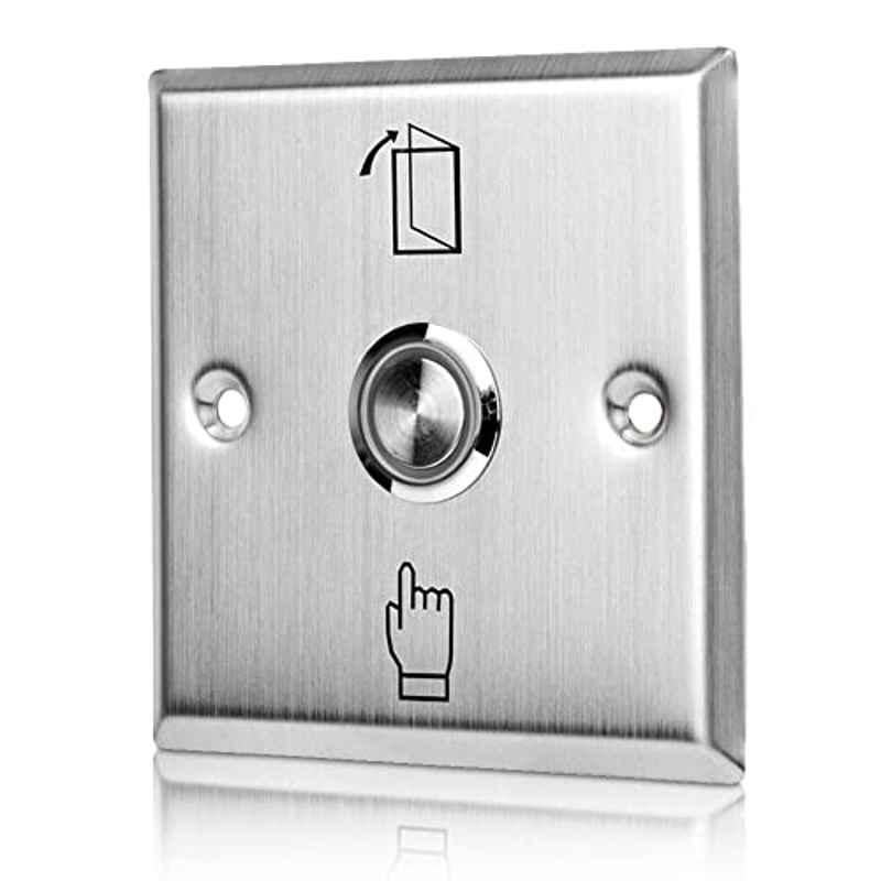 Rubik 9x2.7cm Stainless Steel Silver Door Exit Push Button Control Switch