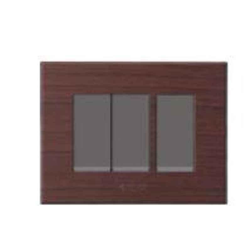 Polycab Caprina Levana 3 Module African Wenge Wooden Finish Cover Plate, SLV0900308