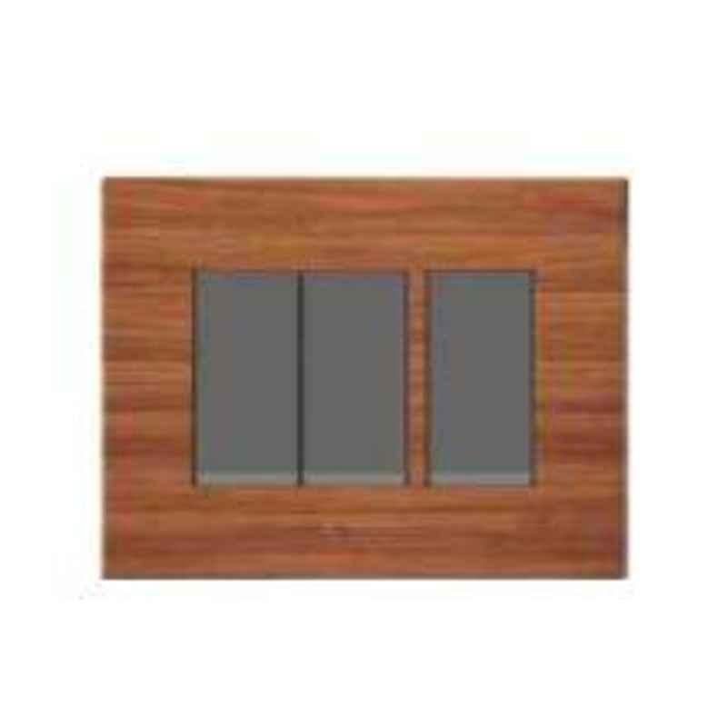 Polycab Caprina Levana 16 Module Natural Wood Wooden Finish Cover Plate, SLV0901610