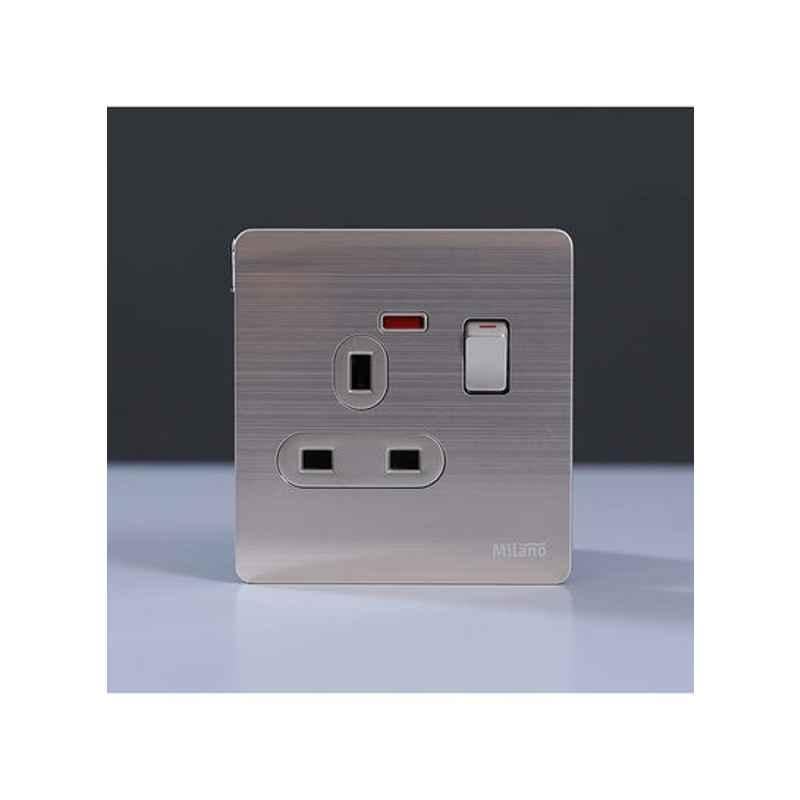 Milano 13A Beige & White Socket with Neon, 210800600007