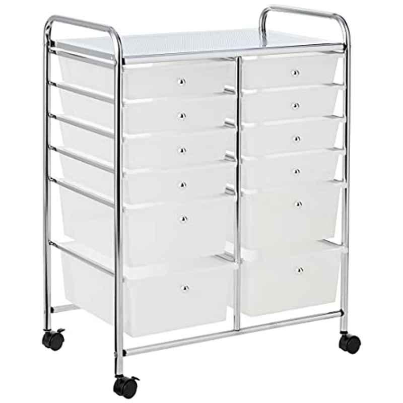 Whitmor Metal & Plastic Chrome 12 Drawer Storage Cart, 6049-8516-BB