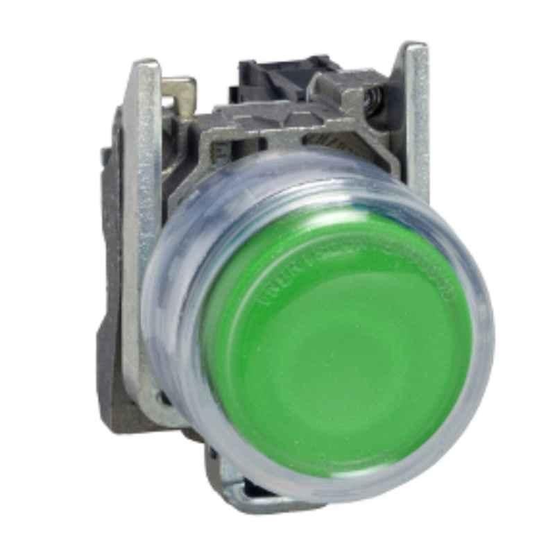 Schneider 1NO Metal Projecting Green Spring Return Booted Unmarked Push Button, XB4BP31