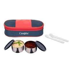 Carrolite 400ml Red & Black Stainless Steel Lunchbox, Black_009 (Pack of 2)