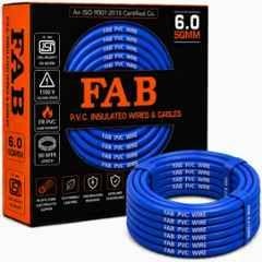 FAB 6 Sqmm FR PVC CCA Copper Blue Multistrand Electrical Wire, Length: 90 m