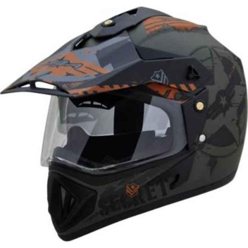 Vega Off Road Dull Green Black Full Face Motorbike Helmet, Size (XL, 600 mm)