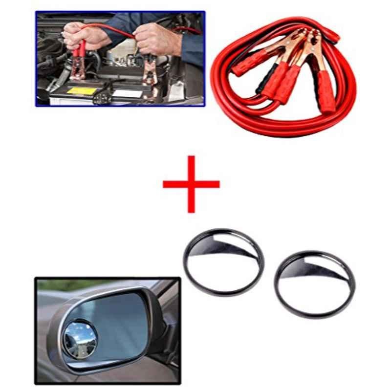 Kozdiko 500A 7.5ft Heavy Duty Jumper Booster Cable & Rear Side View Blind Spot Mirror Combo, Koz-5777