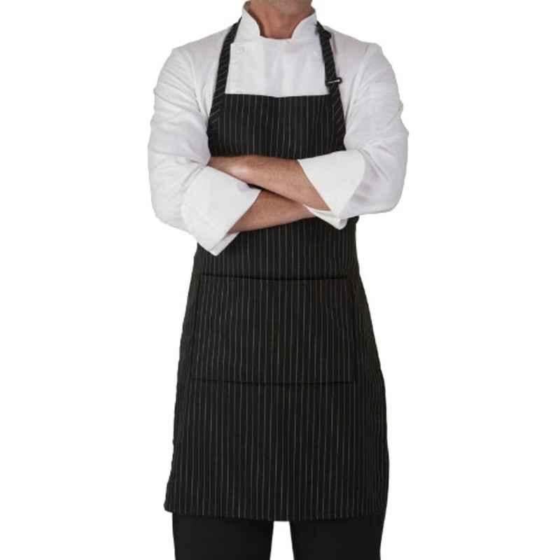 Superb Uniforms Polyester & Viscos Black Striped Bib Kitchen Apron, SUW/B/CA03, Size: 3XL