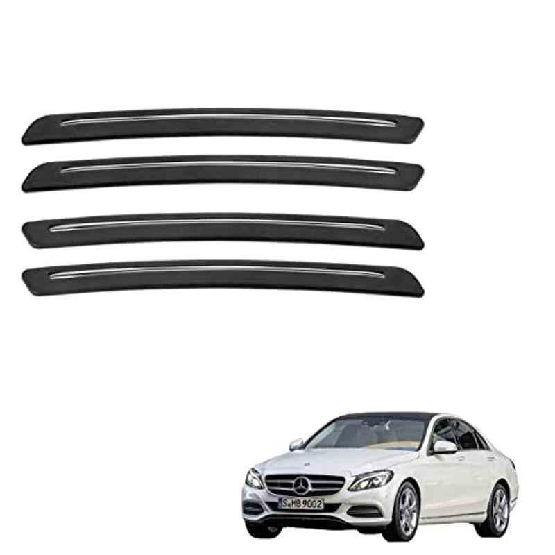 Kozdiko 4 Pcs Rubber Black Car Bumper Protector Set with Chrome Strip for Mercedes Benz C-Class