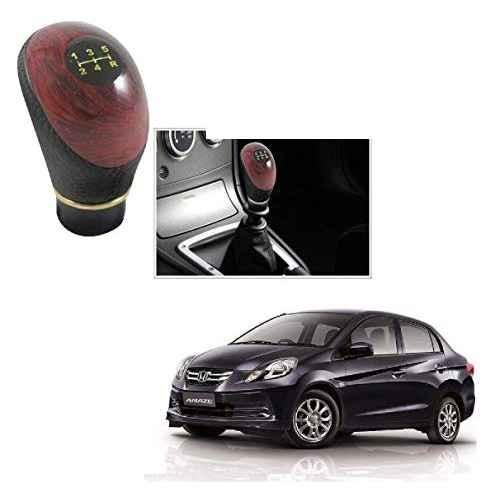 Buy Kozdiko Wooden PU Leather Black Gear Shift Car Knob for Honda Amaze Online At Price 349