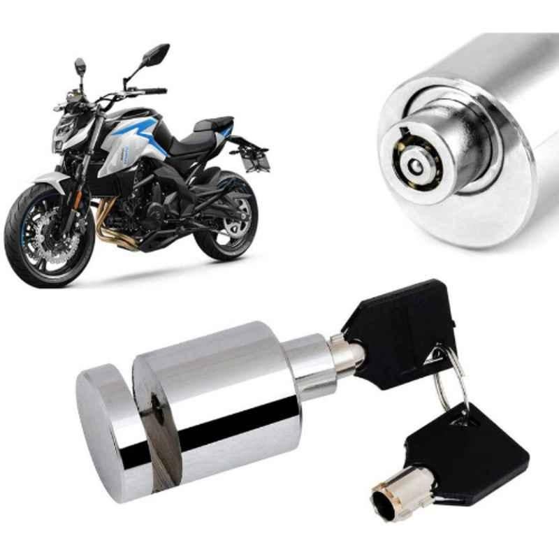Auto Pearl Stainless Steel Silver Heavy Duty Anti Theft Motorcycle Disc Brake Lock, Lock-103