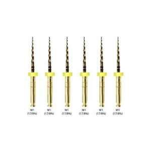 Waldent 6 Pcs W5 (25/4%) 25mm Wal-Flex Gold Rotary Files Set