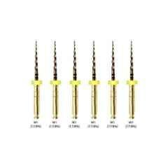 Waldent 6 Pcs W5 (25/4%) 25mm Wal-Flex Gold Rotary Files Set