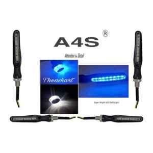 A4S 4 Pcs Blue & White Side LED Indicator Light Bike Handle Bar Bike Set, ASTLO034