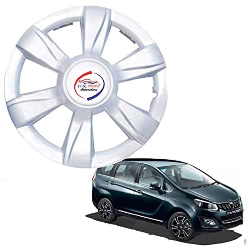 Auto Pearl 4 Pcs 15 inch ABS Xylo Silver Hubcap Wheel Cover Set with Retention Ring for Mahindra Marazzo 2019
