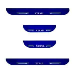 Car Accessories Hub 4 Pcs Acrylic Black Sill Scuff Plate Set with Blue LED for Nissan X-Trail All Model