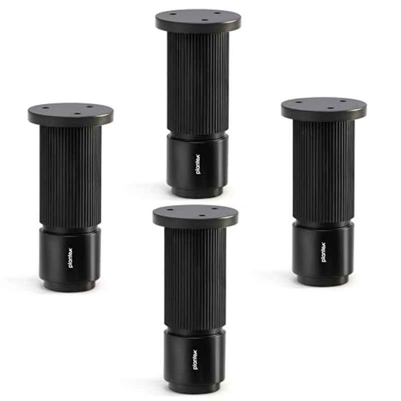 Plantex 4 inch Aluminium Black Sofa Legs with Rubber Grip, DTS-77 (Pack of 4)