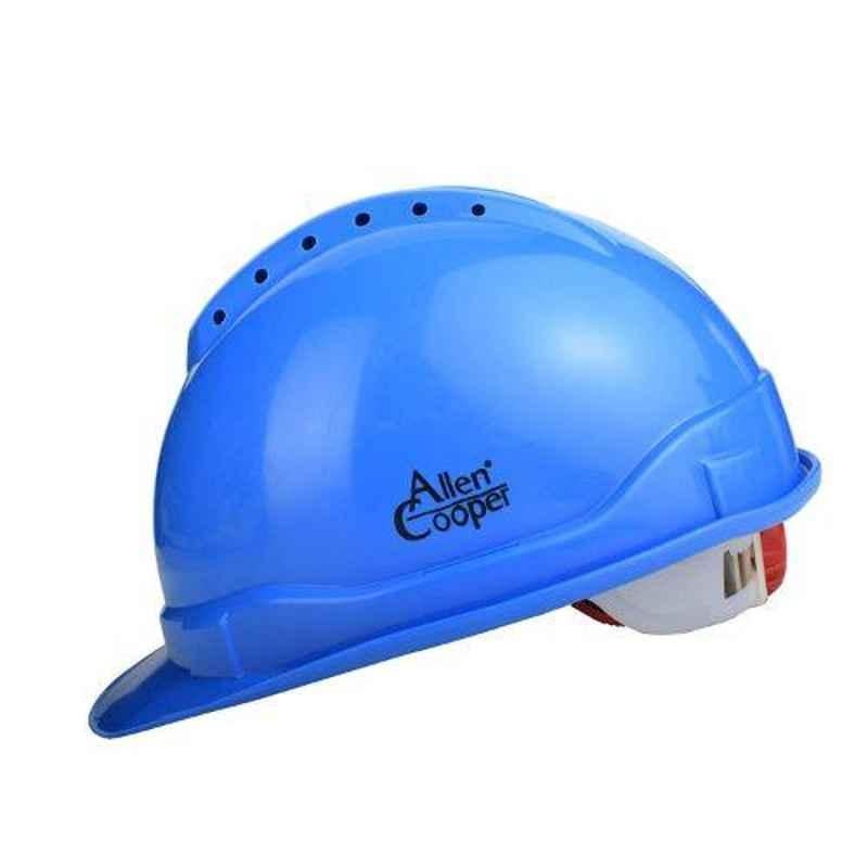 Allen Cooper Blue Polymer Ratchet Type Safety Helmet with Chin Strap, SH722-B (Pack of 5)