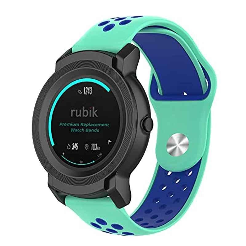 Rubik 22mm Silicone Teal & Blue Watch Band