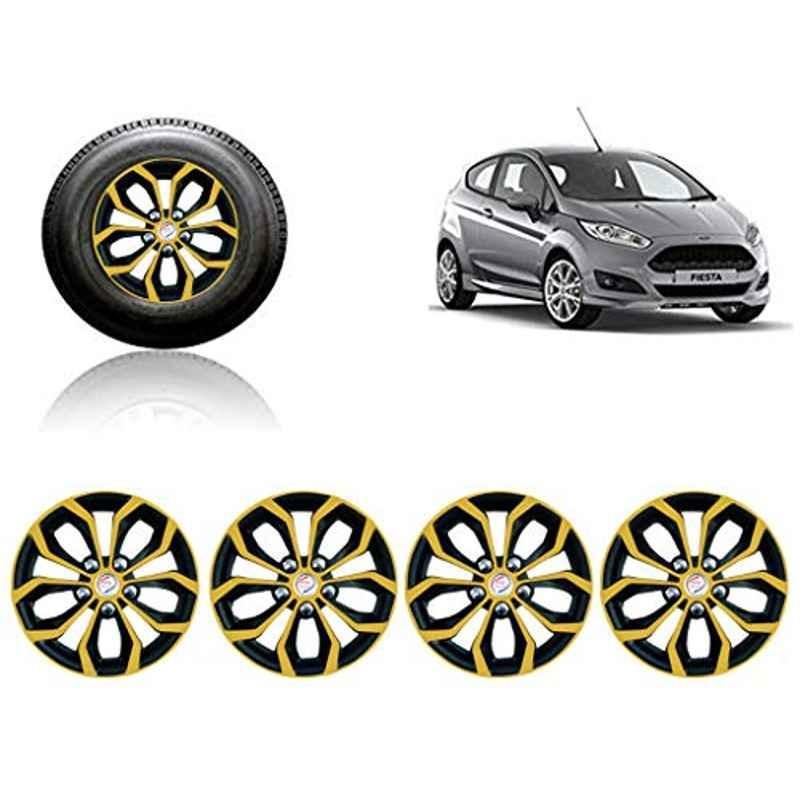 Auto Pearl 4 Pcs 14 inch ABS Golden & Black Car Wheel Cover Set for Ford Fiesta New