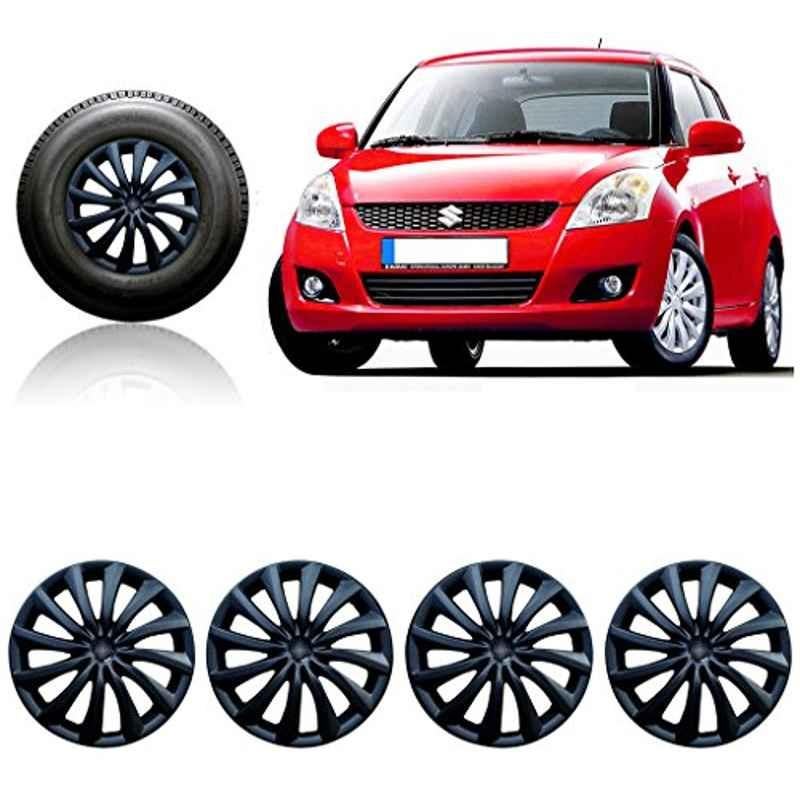 Auto Pearl 4 Pcs 14 inch Black Press Fitting Wheel Cover Set for Maruti Suzuki Swift Type-2
