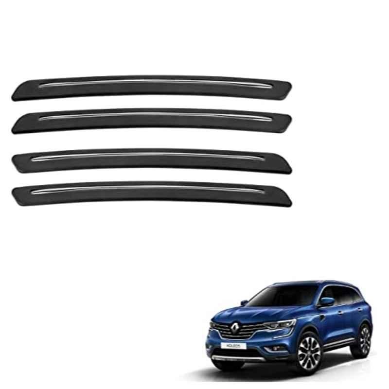 Kozdiko 4 Pcs Rubber Black Car Bumper Protector Set with Chrome Strip for Renault Koleos