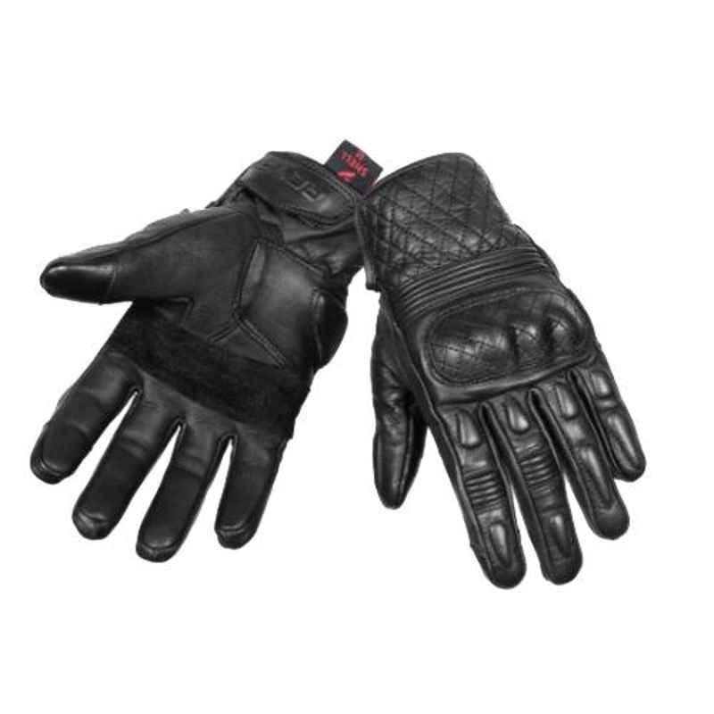 Biking Brotherhood Brown Leather & Rubber Retro Gloves, Size: XL