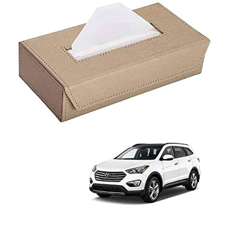 Kozdiko 100 Pulls PU Leather Beige Car Tissue Paper Box with 200 Sheets for Hyundai Santafe
