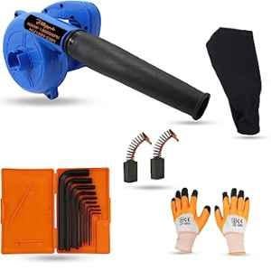Hillgrove 800W Plastic Blue Electric Air Blower with Carbon Brushes, Gloves & 9 Pcs Allen Key, HGCM1083