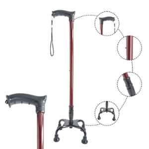 MCP Jindal Berry Purple Aluminium Quadripod Height Adjustable Four Leg Walking Stick