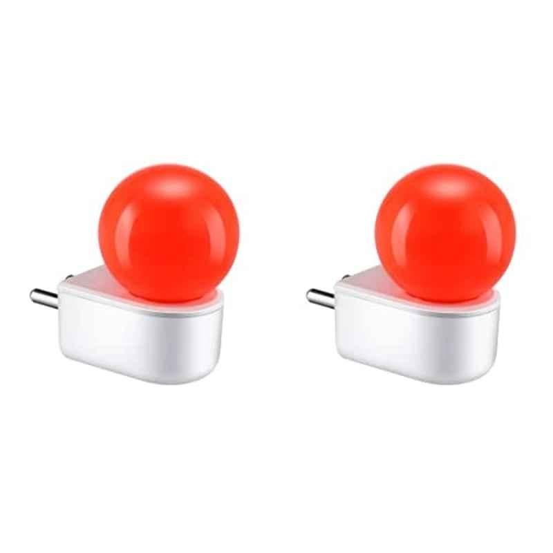 Orient Electric Deco 0.5W Red Plug n Play LED Night Lamp with 2 Pin Socket, Glare-Free Brightness & BIS Approved (Pack of 2)
