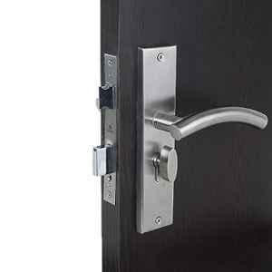 Handle Waala MG1102-CYS 8 inch 60mm Stainless Steel Silver Cylindrical Plate One Side Key Mortise Door Lock Set