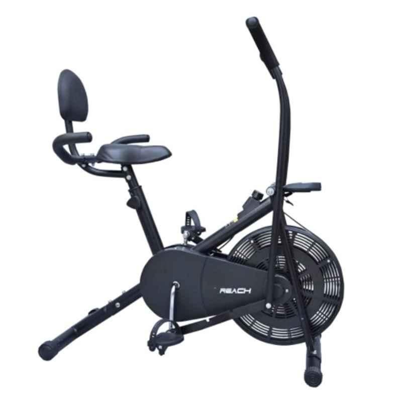 Reach AB 110 BH Alloy Steel Black Upright Air Bike Exercise Fitness Cycle with Back Support & Seat Handle