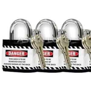 Asian Loto 3 Pcs Metal & Plastic Black Regular Shackle Jacket Padlock Set with 3 Keys, ALC-LPR