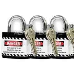 Asian Loto 3 Pcs Metal & Plastic Black Regular Shackle Jacket Padlock Set with 3 Keys, ALC-LPR