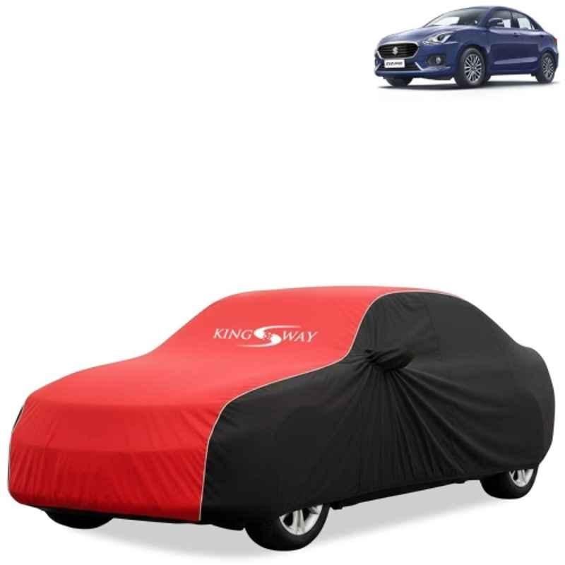 Kingsway Super Waterproof All Weather Protection Polypropylene Black & Red Car Cover for Maruti Suzuki Swift Dzire 2017 to 2019 with Mirror & Antenna Pockets