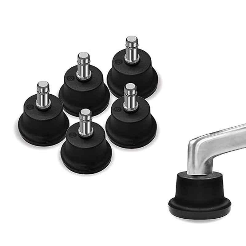 IYB 5 Pcs 50mm Nylon Metal Black Office Chair Pin Glides Set