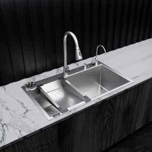 Lorazzo Lustr 30x18 inch Stainless Steel 304 Silver Single Bowl Kitchen Sink with  Faucet, LRZSSS0351S04