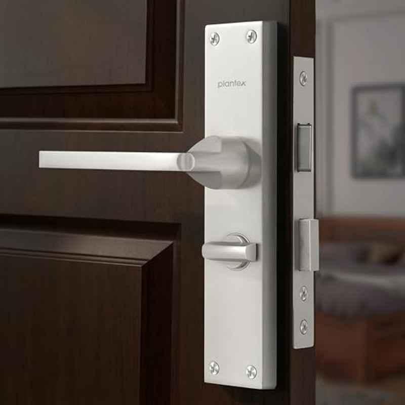 Plantex Stainless Steel Door Lock Bathroom Door Lock/Mortise 8inch Keyless Plate Handle Set for Home/Bathroom/Store Room/Balcony/Office DTM-660, Matte