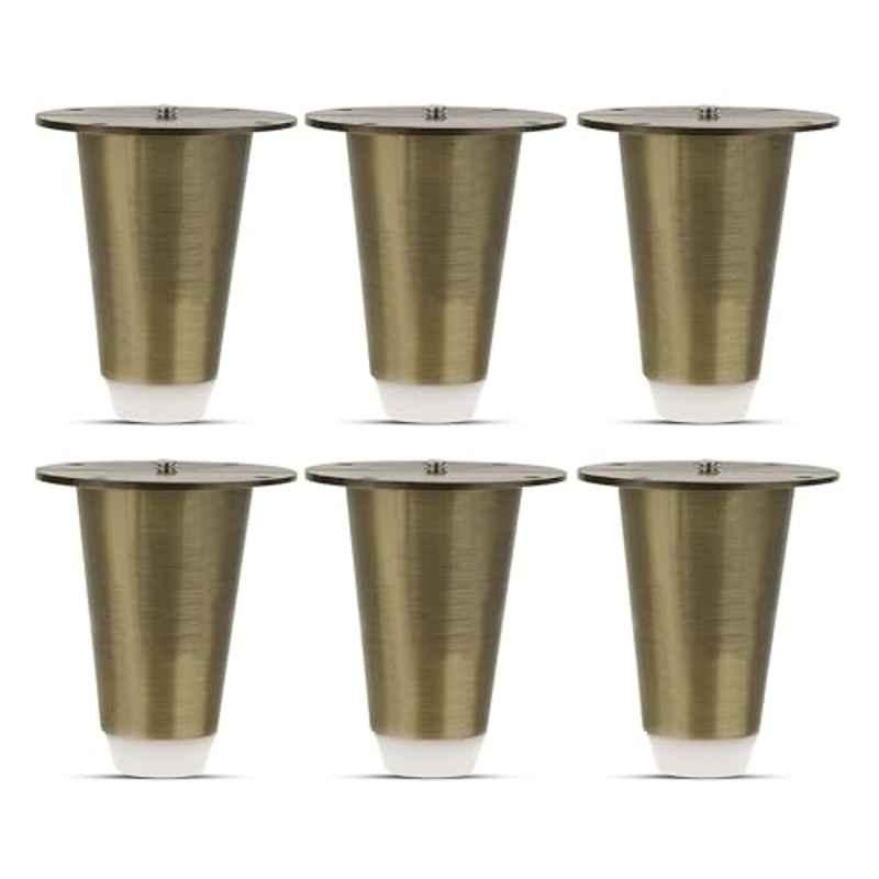 Plantex 3 inch Stainless Steel Antique Brass Sofa Legs with Rubber Grip (Pack of 6)