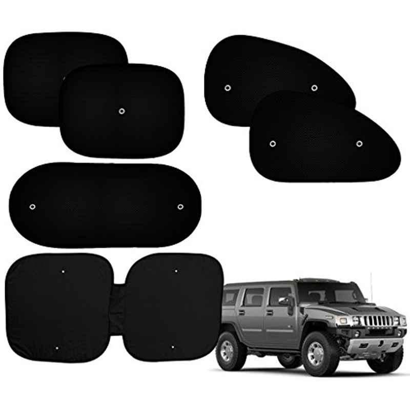 Auto Pearl 6 Pcs PVC & Mesh Black Window, Front & Rear Sun Shade Set for GM Hummer H2
