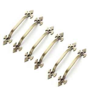 Mix & Match Trishul 7 inch Cast Iron Brass Antique Finish Cabinet Pull Handle for Wardrobe, Cupboard & Window (Pack of 6)