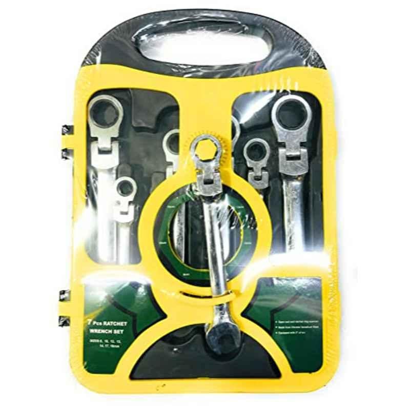 7 Pcs CrV Flexible Ratchet Wrench Set