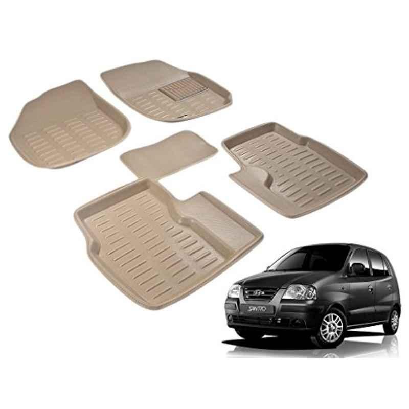 Kozdiko 5 Pcs 3D Beige Car Floor Mat Set for Hyundai Santro::Santro Xing, koz_41427