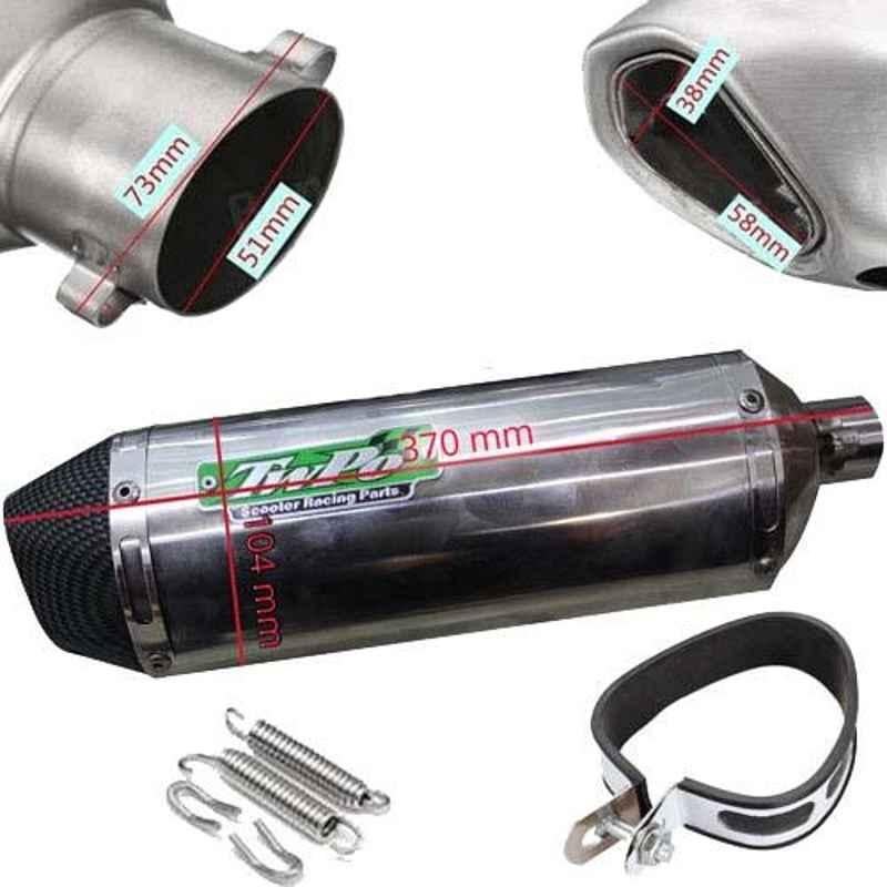 AllExtreme EX51SLC 38-51mm Chrome Stainless Steel Triangle Pipe Exhaust Muffler Silencer System with DB Killer