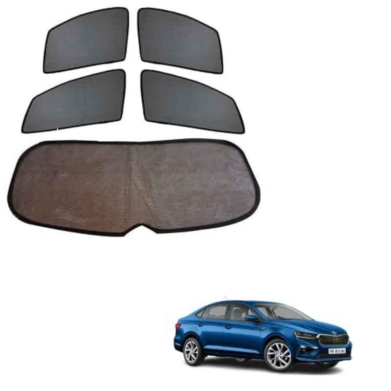 Kozdiko 5 Pcs Black Fixed Window & Rear Sun Shade Set for Skoda Slavia