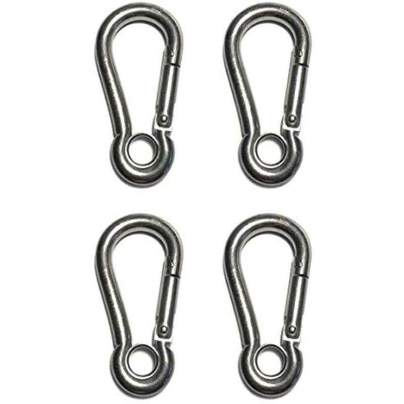 Generic 3/8 inch 10mm Marine SS-316 Spring Hook with Eyelet Carabiner (Pack of 4)