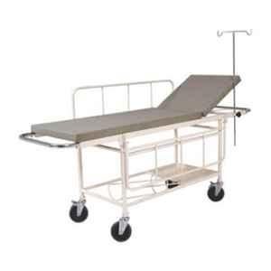 Yes Kay Mild Steel Powder Coated 2 Section Stretcher Trolley with MattressRailingI. V. RodCylinder Case & Tray