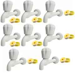 Senkiddpro 8 Pcs PVC White Long Body Tap with 8 Pcs Teflon Tape Combo